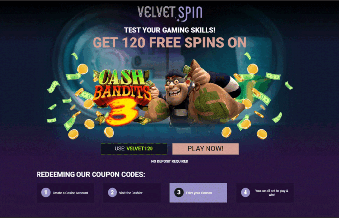 Velvet Spin No Deposit Bonus - 120 Free Spins or $100 Free Chip