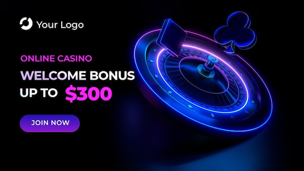 Premium PSD | Welcome bonus casino roulette banner template