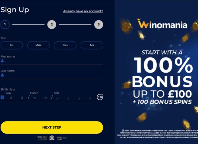winomania-how-to-sign-up-screenshot Winomania Casino Review 2026 - £100 Welcome Bonus