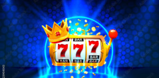King slots 777 banner casino on the blue background. Stock Vector ...
