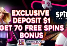 Exclusive Deposit $1 Get 70 Free Spins Bonus at Spin Casino