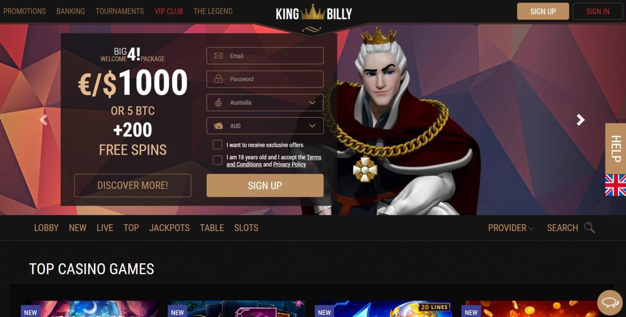 King Billy Online Casino Review | Bonuses, Free Spins, Best Offers