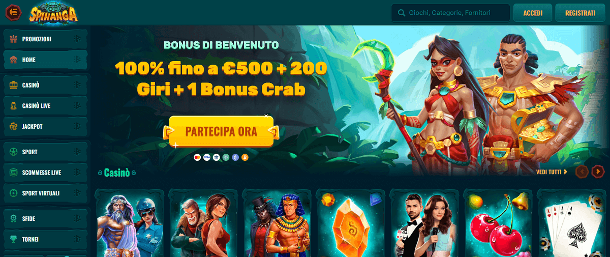 Spinanga Casino Online | Recensione | €500 + 200 FS bonus