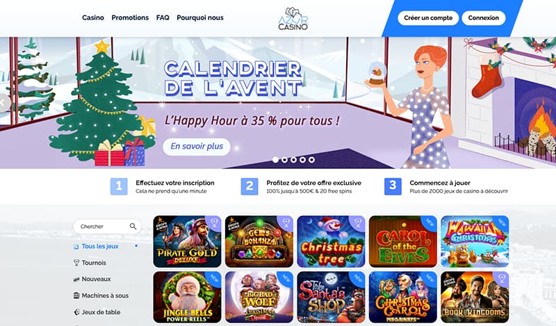 Avis Azur Casino | Bonus de bienvenue 500€ + 20 FS | 2024