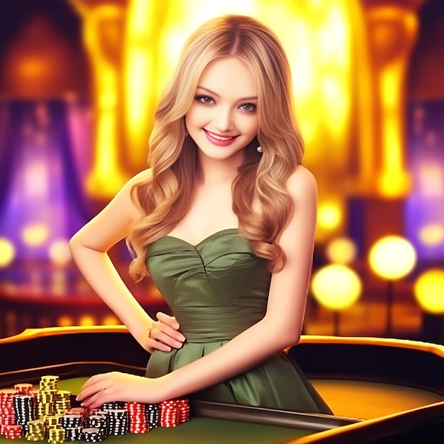 Premium AI Image | Beautiful real rich Girls Casino chips royale table ...