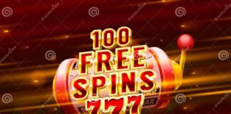 Casino 100 Free Spin 777 Label Frame, Golden Banner, Border Winner ...