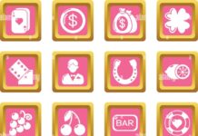 Casino icons set pink square vector Stock Vector Image & Art - Alamy