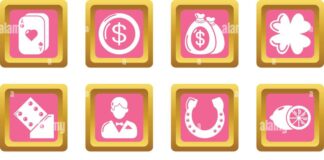 Casino icons set pink square vector Stock Vector Image & Art - Alamy