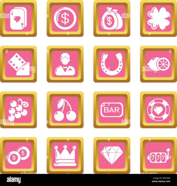 Casino icons set pink square vector Stock Vector Image & Art - Alamy