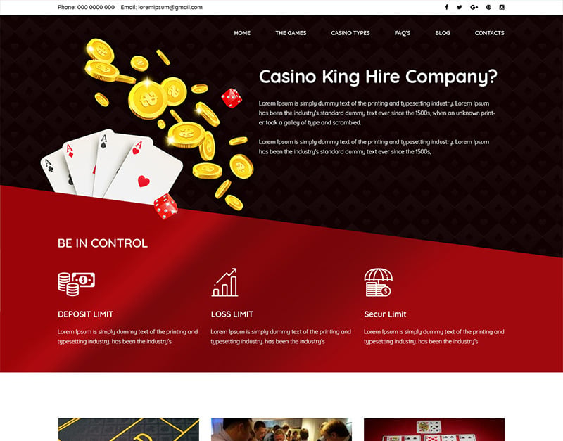 Casino King- Casino PSD Template #80145 - TemplateMonster