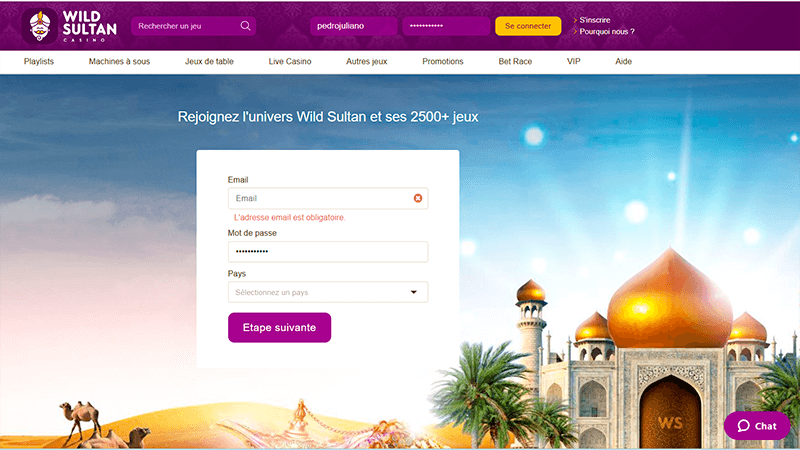 Wild Sultan Casino - L'un des meilleurs bonus jusqu'à 500