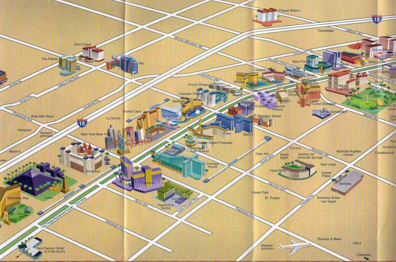 Detailed map of casinos and hotels of Las Vegas city | Vidiani.com ...