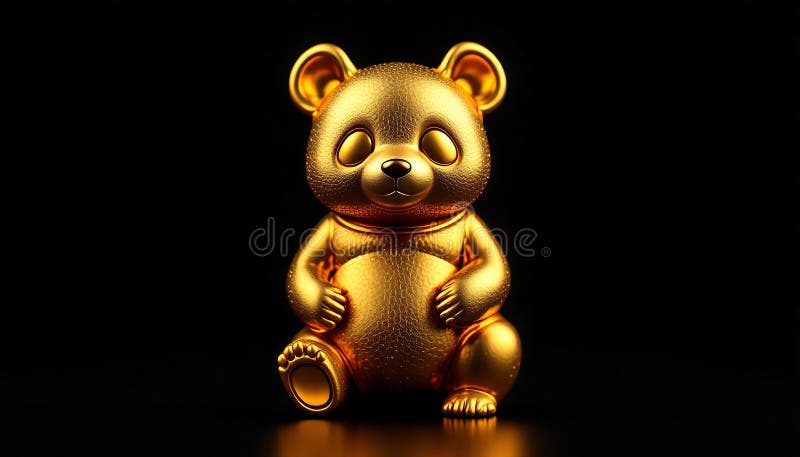 Golden Panda Bear Figurine: Luxury, Wealth, and Prosperity Symbol Stock ...