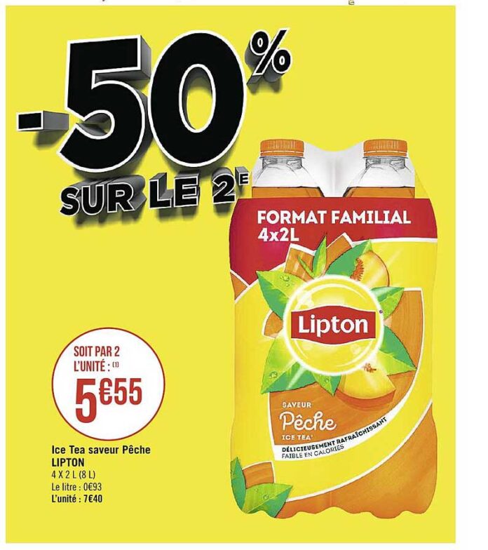 Promo Ice Tea Saveur Pêche Lipton -50% Sur Le 2e chez Casino ...