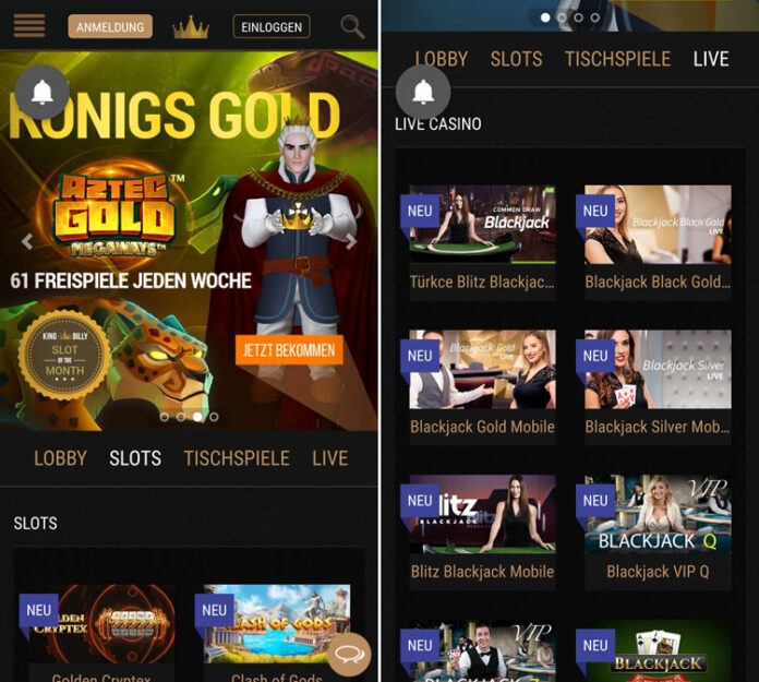 King Billy Casino Bewertung - 50 FS Bonus ohne Einzahlung