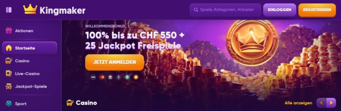 kingmaker-casino-bonus Kingmaker Casino Bonus: CHF 550 + 50 Drehs am Glücksrad