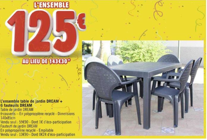 Promo L'ensemble Table De Jardin Dream + 6 Fauteuils Dream chez Géant ...