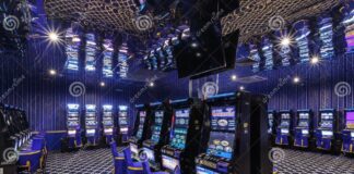 LAS VEGAS, USA - MAY, 2017: Interior of Elite Luxury Vip Casino with ...