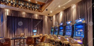 LAS VEGAS, USA - MAY, 2017: Interior of Elite Luxury Vip Casino with ...