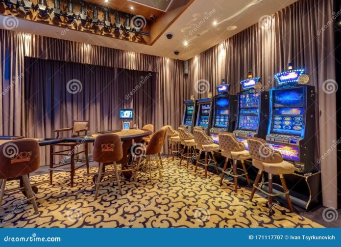 LAS VEGAS, USA - MAY, 2017: Interior of Elite Luxury Vip Casino with ...