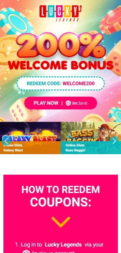 Lucky Legends Casino Bonus Codes:  for no deposit, 20 free spins and ...