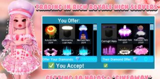 Trading in rich royale high servers *getting 10 halos* + GIVEAWAY - YouTube