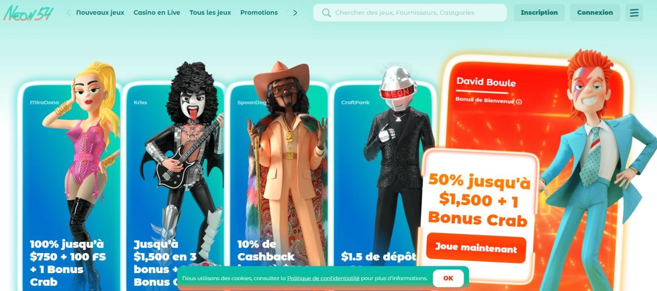 Neon54 casino | Test & Avis | Jusqu’à 1 000 € de bonus de bienvenue