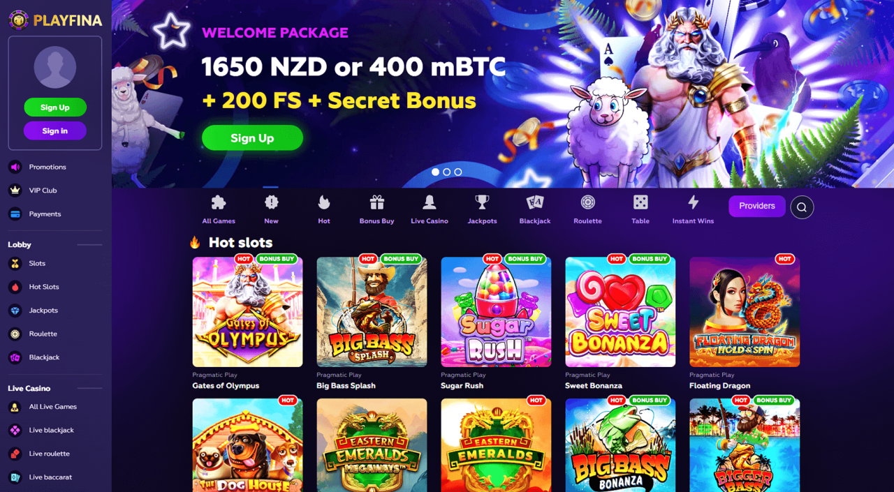Playfina Casino Review Get NZ00+ 1000 FS Bonus!