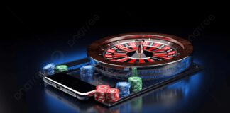 Mobile Phone Screen Displaying A 3d Slot Machine With Roulette Poker ...