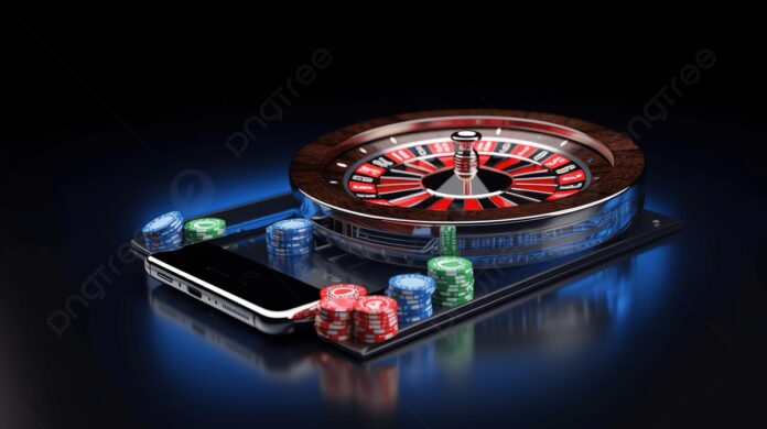 Mobile Phone Screen Displaying A 3d Slot Machine With Roulette Poker ...