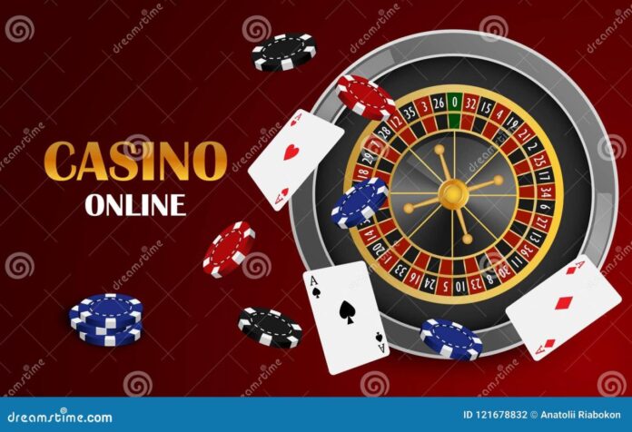 Red Casino Online Concept Background, Realistic Style Stock Vector ...