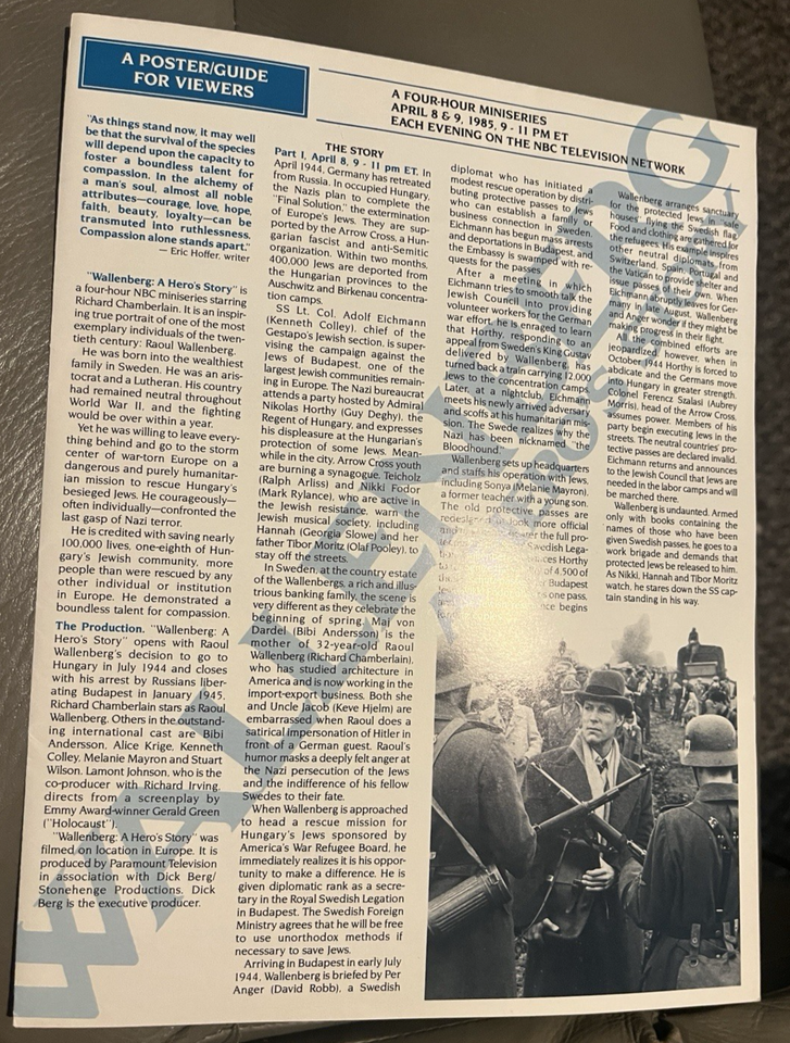 Wallenberg: A Hero's Story Original Advertising Poster Airing NBC April ...