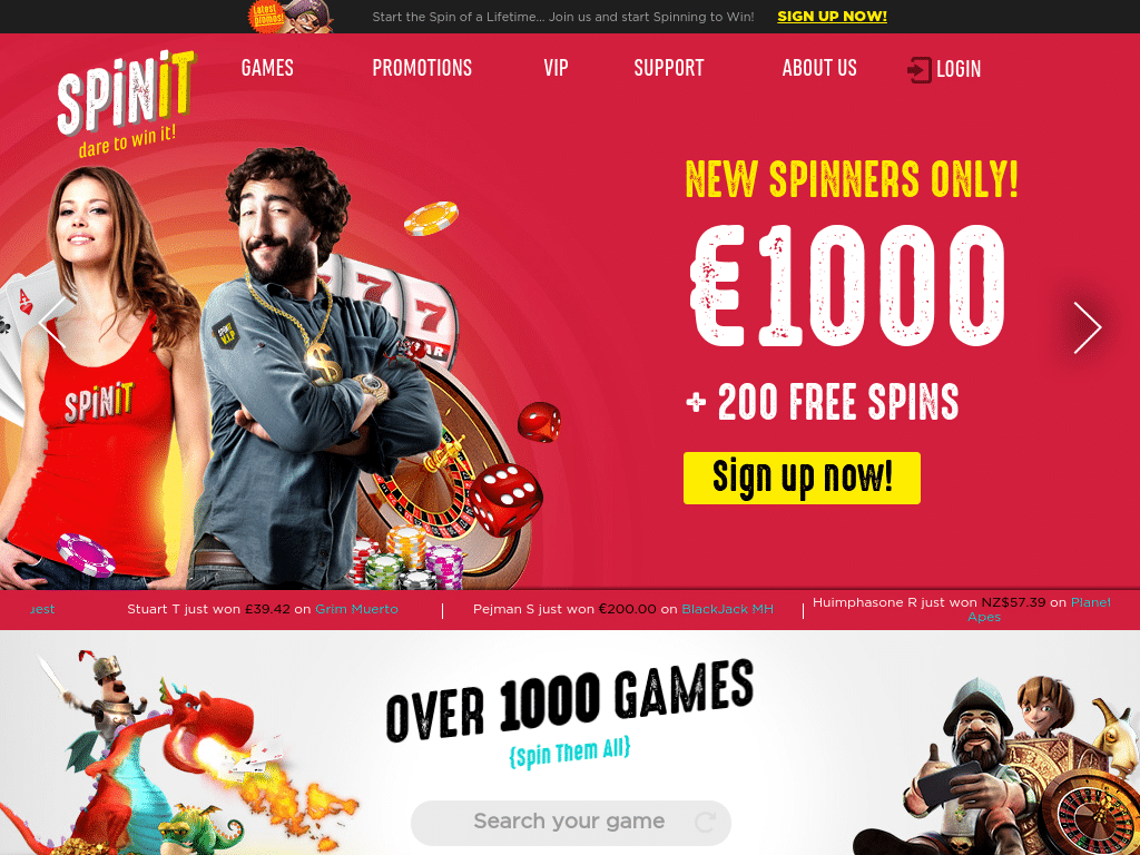 Spinit casino 00 bonus + 200 free spins | claim it today!