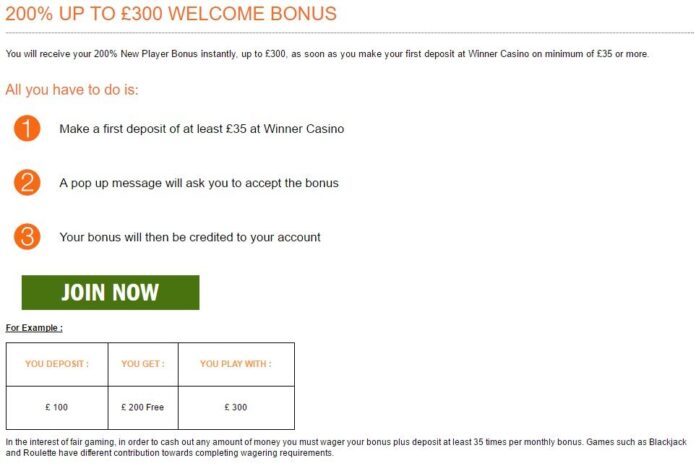 Winner Welcome Bonus | UK Casino Sign-Up Offer